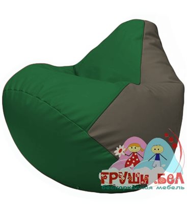 Живое кресло-мешок Груша Г2.3-0117 зелёный, серый