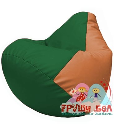 Живое кресло-мешок Груша Г2.3-0120 зелёный, оранжевый