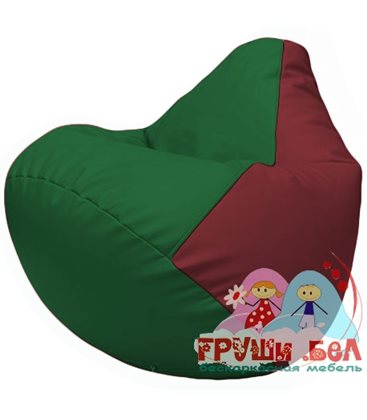 Живое кресло-мешок Груша Г2.3-0121 зелёный, бордовый