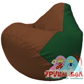 Живое кресло-мешок Груша Г2.3-0701 коричневый, зелёный