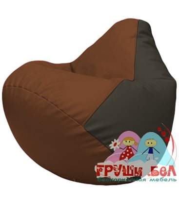 Живое кресло-мешок Груша Г2.3-0716 коричневый, чёрный