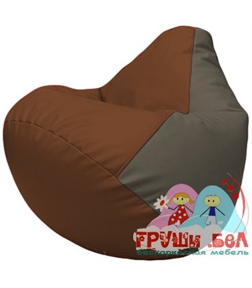Живое кресло-мешок Груша Г2.3-0717 коричневый, серый