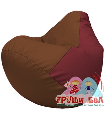 Живое кресло-мешок Груша Г2.3-0721 коричневый, бордовый