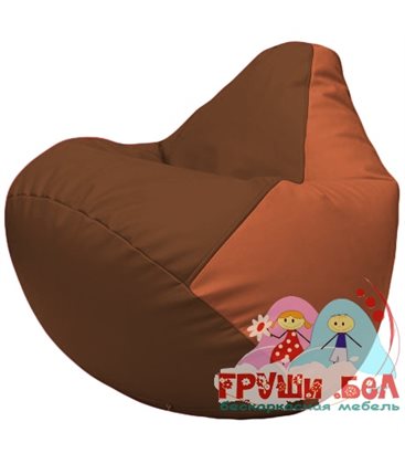 Живое кресло-мешок Груша Г2.3-0723 коричневый, оранжевый