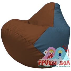 Живое кресло-мешок Груша Г2.3-0736 коричневый, голубой