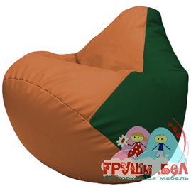 Живое кресло-мешок Груша Г2.3-2001 оранжевый, зелёный