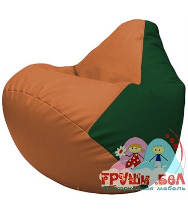 Живое кресло-мешок Груша Г2.3-2001 оранжевый, зелёный