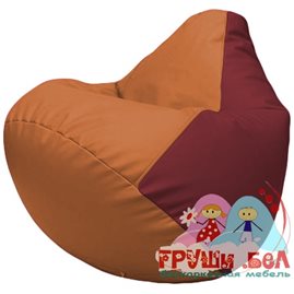 Живое кресло-мешок Груша Г2.3-2021 оранжевый, бордовый