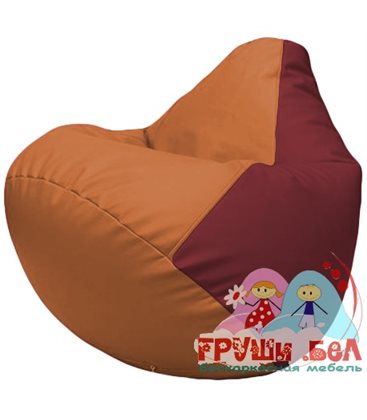 Живое кресло-мешок Груша Г2.3-2021 оранжевый, бордовый