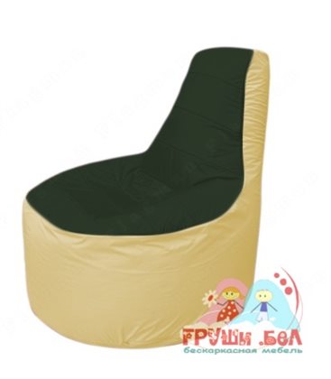 Бескаркасное кресло мешокТрон Т1.1-0920(тем.зелёный-бежевый)