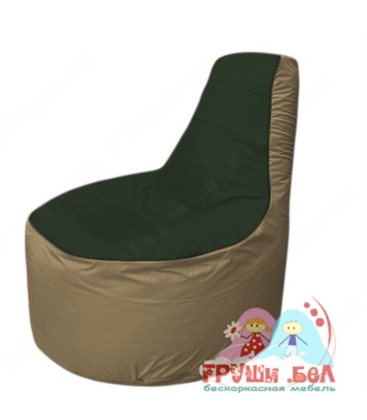 Бескаркасное кресло мешокТрон Т1.1-0921(тем.зелёный-тем.бежевый)