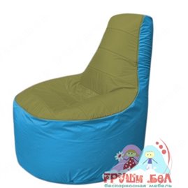 Бескаркасное кресло мешокТрон Т1.1-1013(оливковый-голубой)