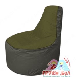 Бескаркасное кресло мешокТрон Т1.1-1122(тем.оливковый-серый)