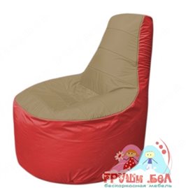 Бескаркасное кресло мешокТрон Т1.1-2102(тем.бежевый-красный)