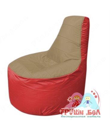 Бескаркасное кресло мешокТрон Т1.1-2102(тем.бежевый-красный)