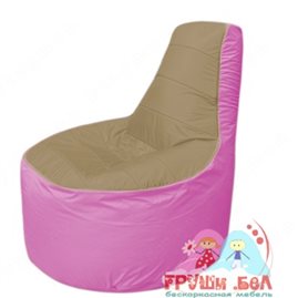 Бескаркасное кресло мешокТрон Т1.1-2103(тем.бежевый-розовый)