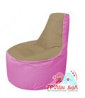 Бескаркасное кресло мешокТрон Т1.1-2103(тем.бежевый-розовый)