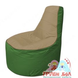 Бескаркасное кресло мешокТрон Т1.1-2108(тем.бежевый-зеленый)