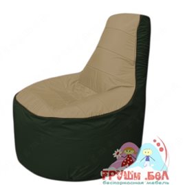 Бескаркасное кресло мешокТрон Т1.1-2109(тем.бежевый-тем.зеленый)