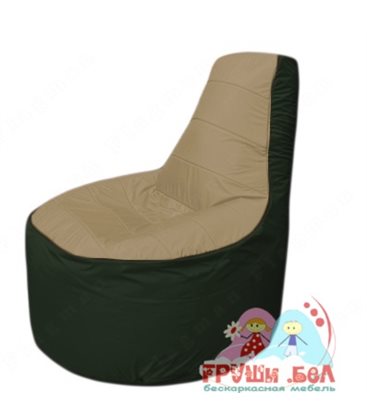 Бескаркасное кресло мешокТрон Т1.1-2109(тем.бежевый-тем.зеленый)