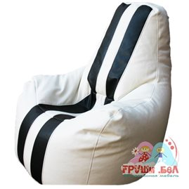 Живое кресло-мешок Спортинг экокожа с полосками белое